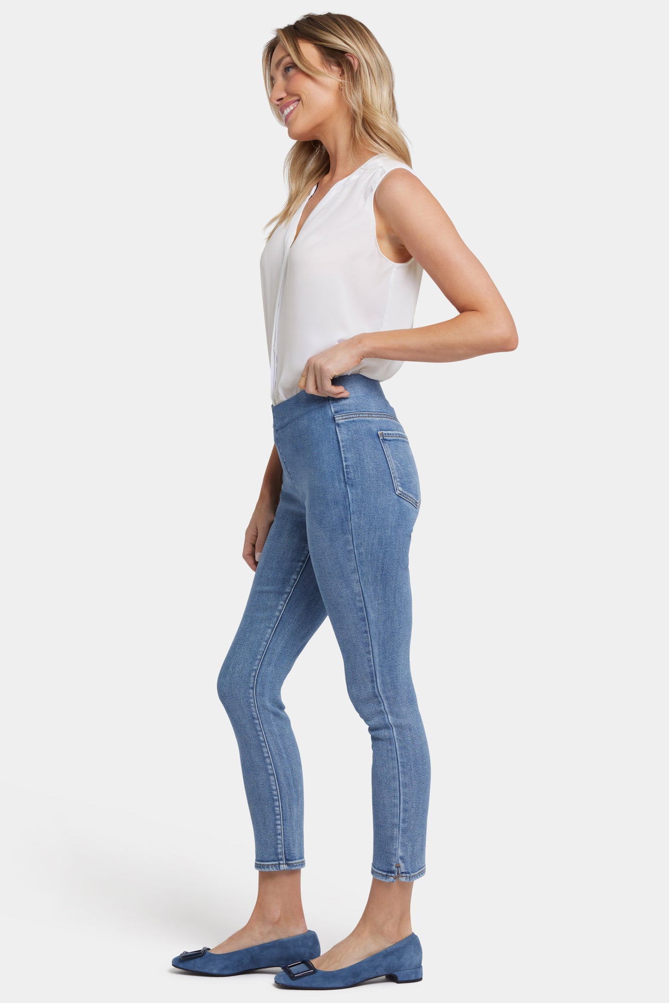 NYDJ Ami Skinny Ankle Pull-On Jeans In Soft-Contour Denim™ With Side Slits - Minorca Isle