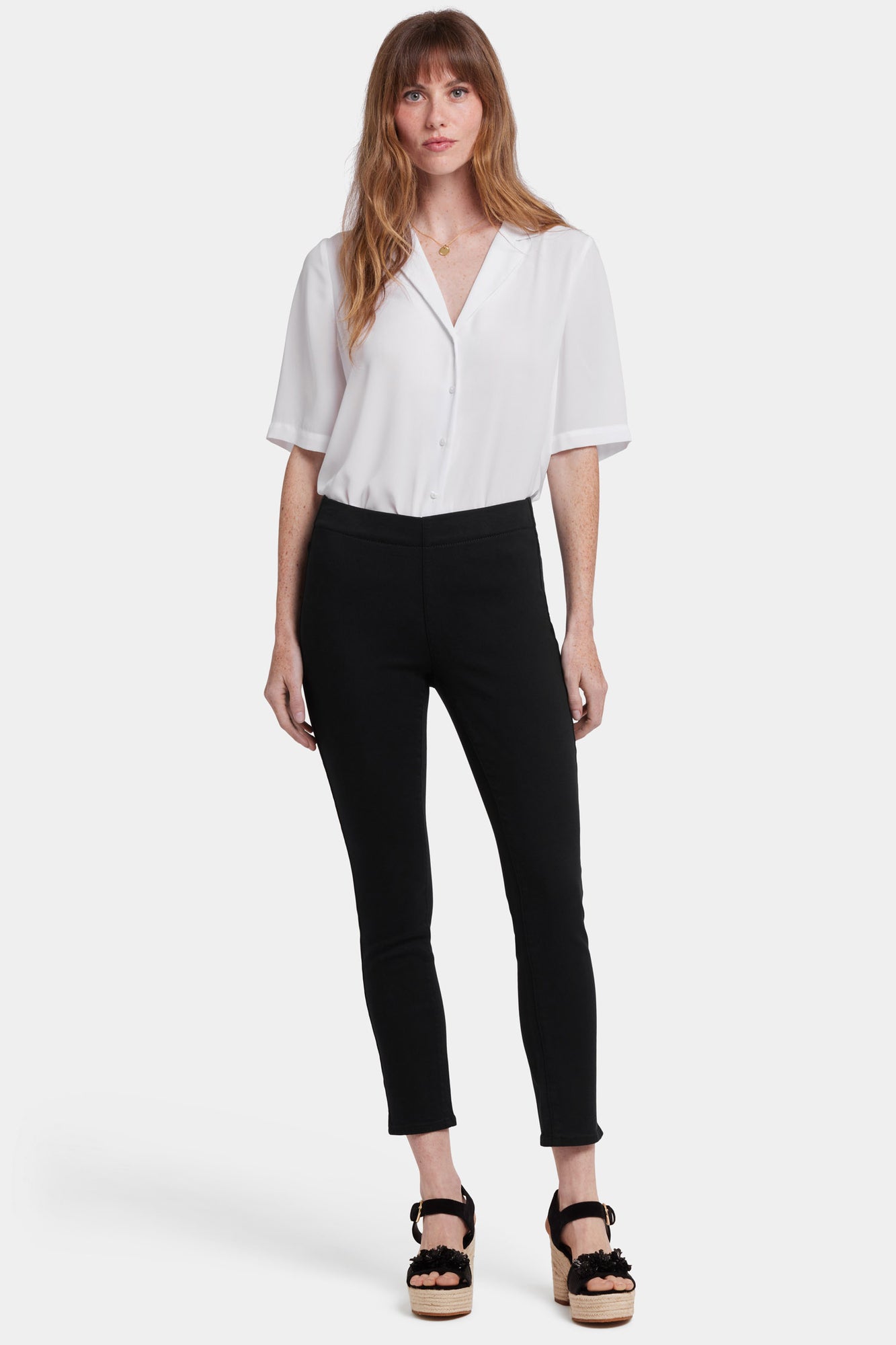 NYDJ Ami Skinny Ankle Pull-On Jeans In Soft-Contour Denim™ With Side Slits - Overdye Black