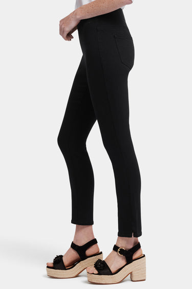 NYDJ Ami Skinny Ankle Pull-On Jeans In Soft-Contour Denim™ With Side Slits - Overdye Black