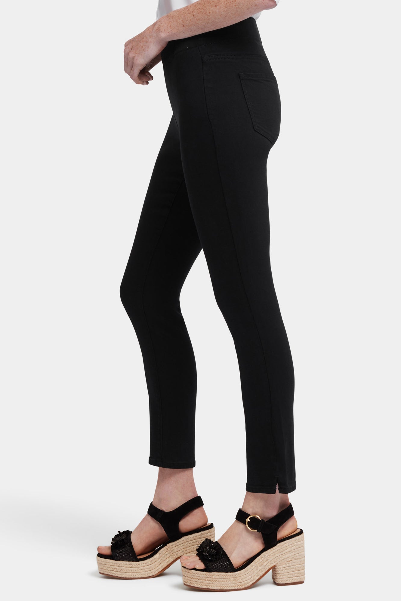 NYDJ Ami Skinny Ankle Pull-On Jeans In Soft-Contour Denim™ With Side Slits - Overdye Black