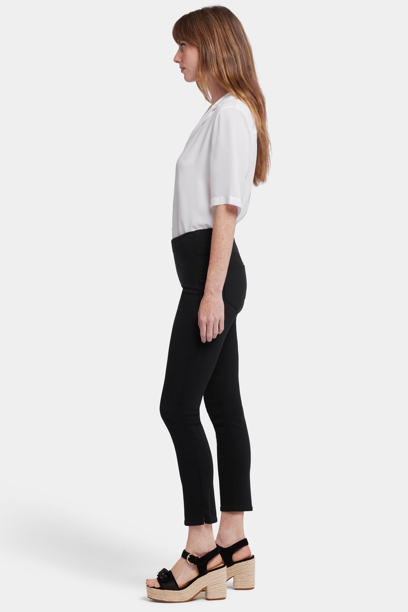 NYDJ Ami Skinny Ankle Pull-On Jeans In Soft-Contour Denim™ With Side Slits - Overdye Black