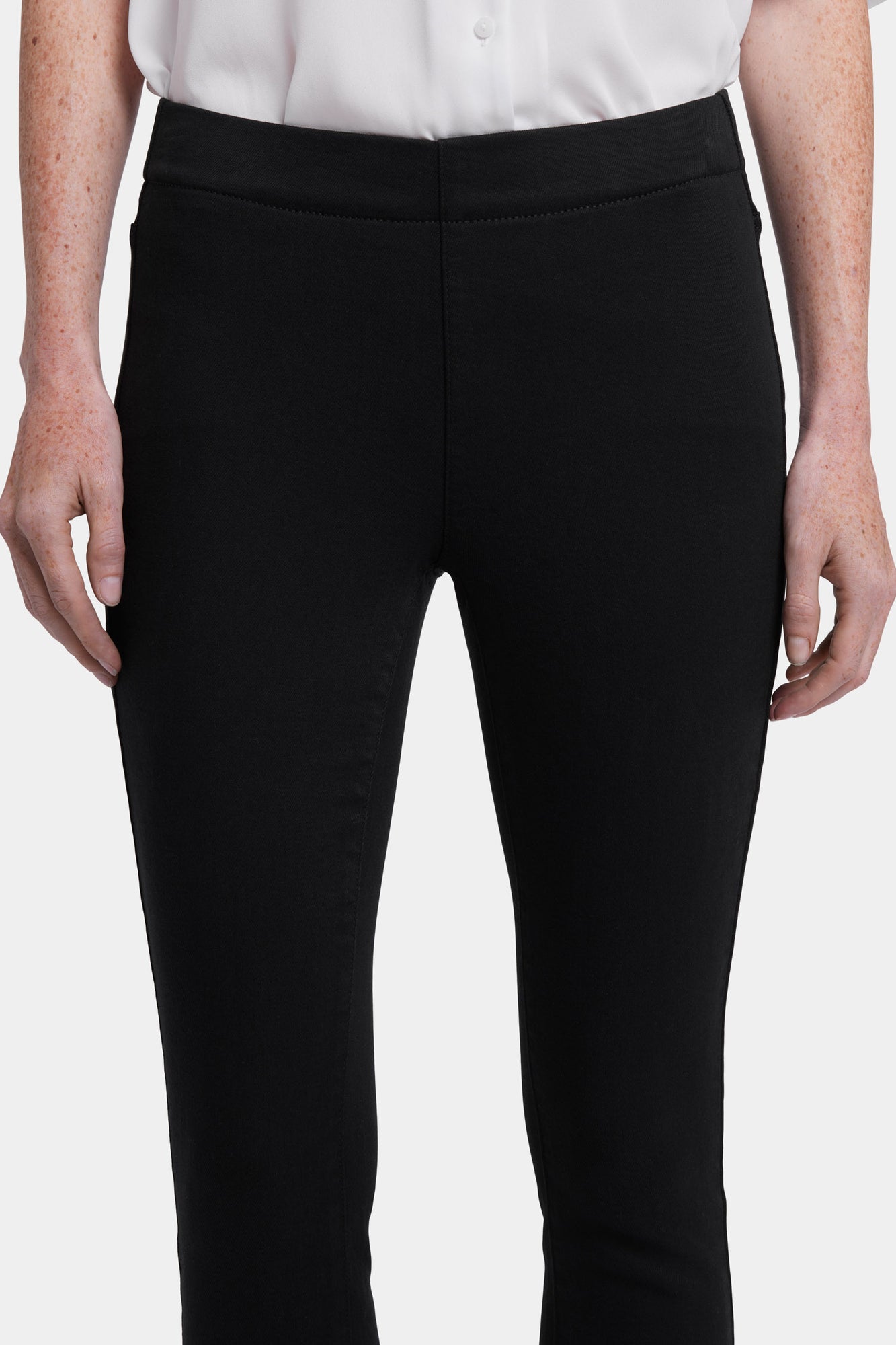 NYDJ Ami Skinny Ankle Pull-On Jeans In Soft-Contour Denim™ With Side Slits - Overdye Black