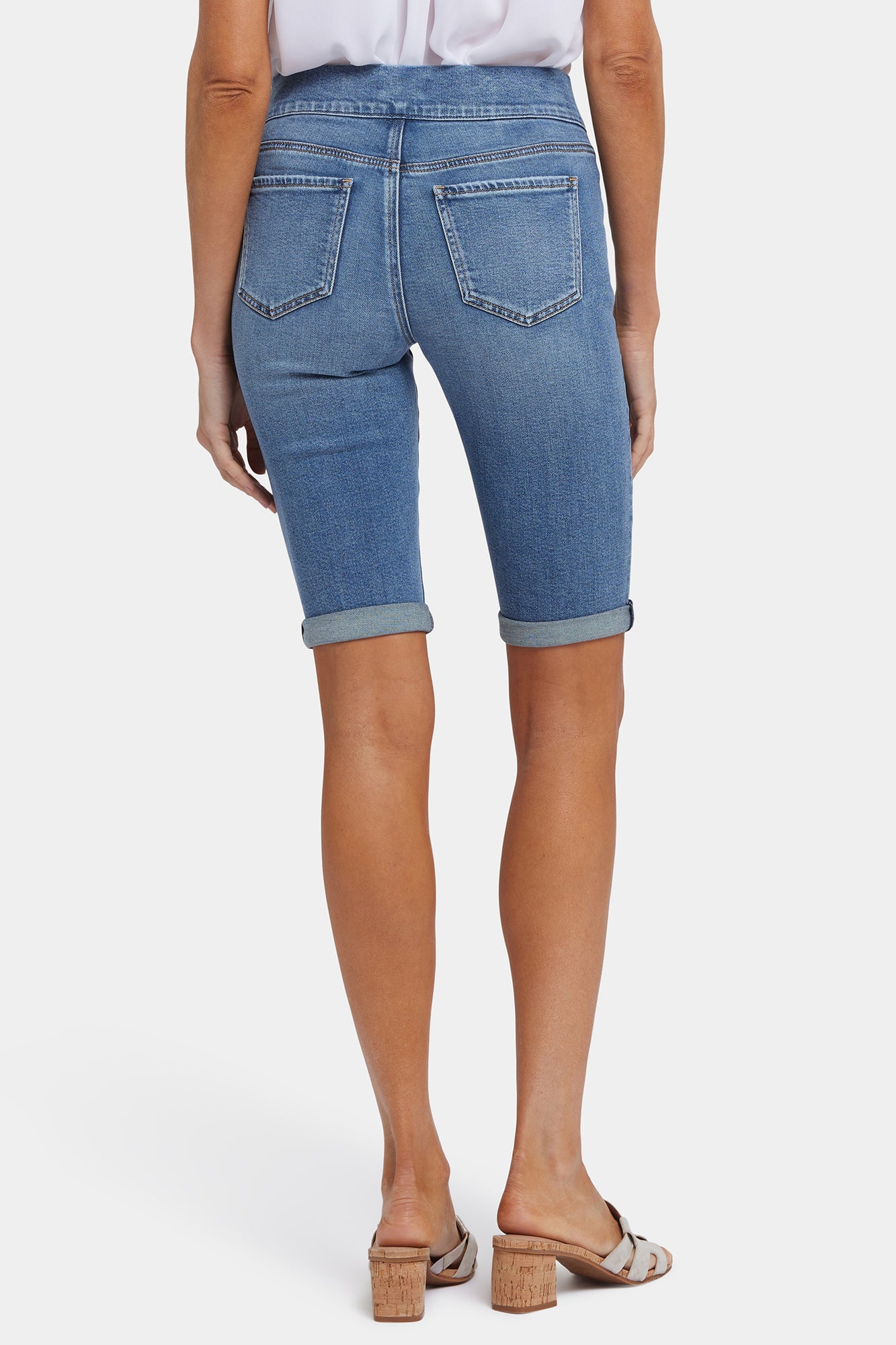 NYDJ 13 Inch Pull-On Denim Shorts In Soft-Contour Denim™ With Roll Cuffs - Barcelona Breeze