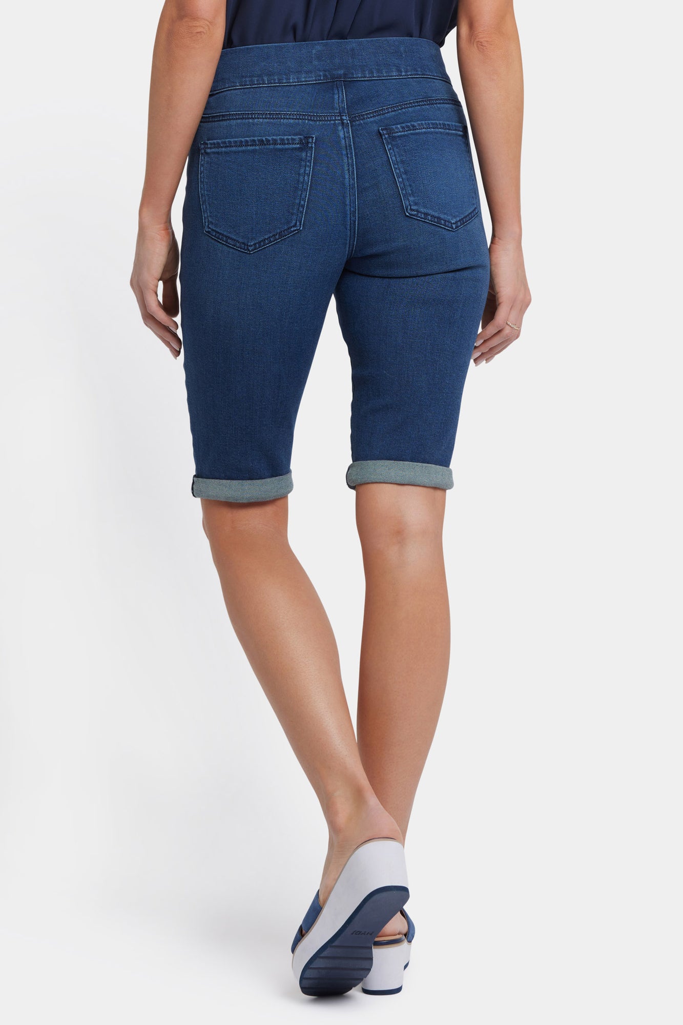 NYDJ 13 Inch Pull-On Denim Shorts In Soft-Contour Denim™ With Roll Cuffs - Ibiza Blues