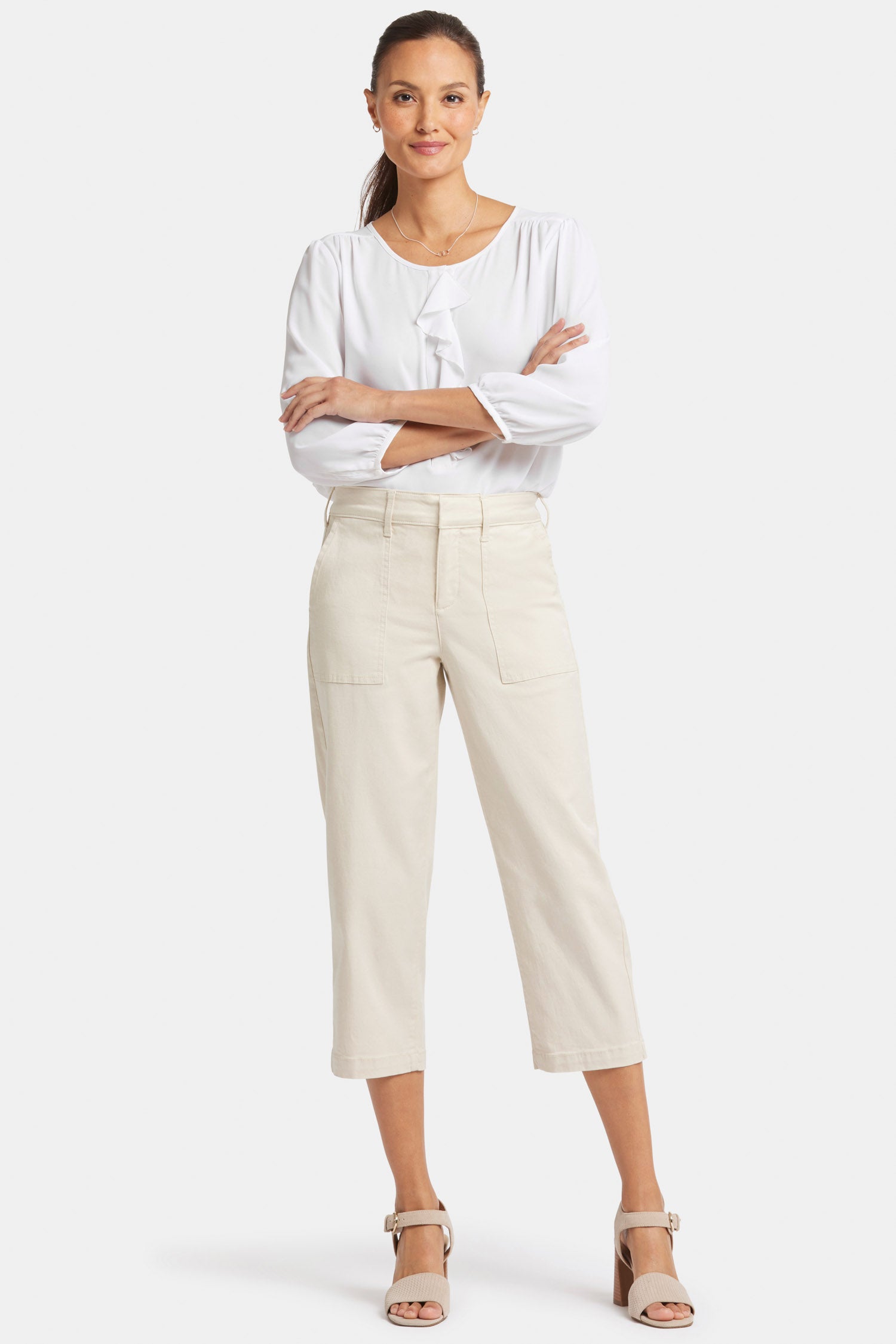 Utility Pants In Stretch Twill With High Rise - White Creek White