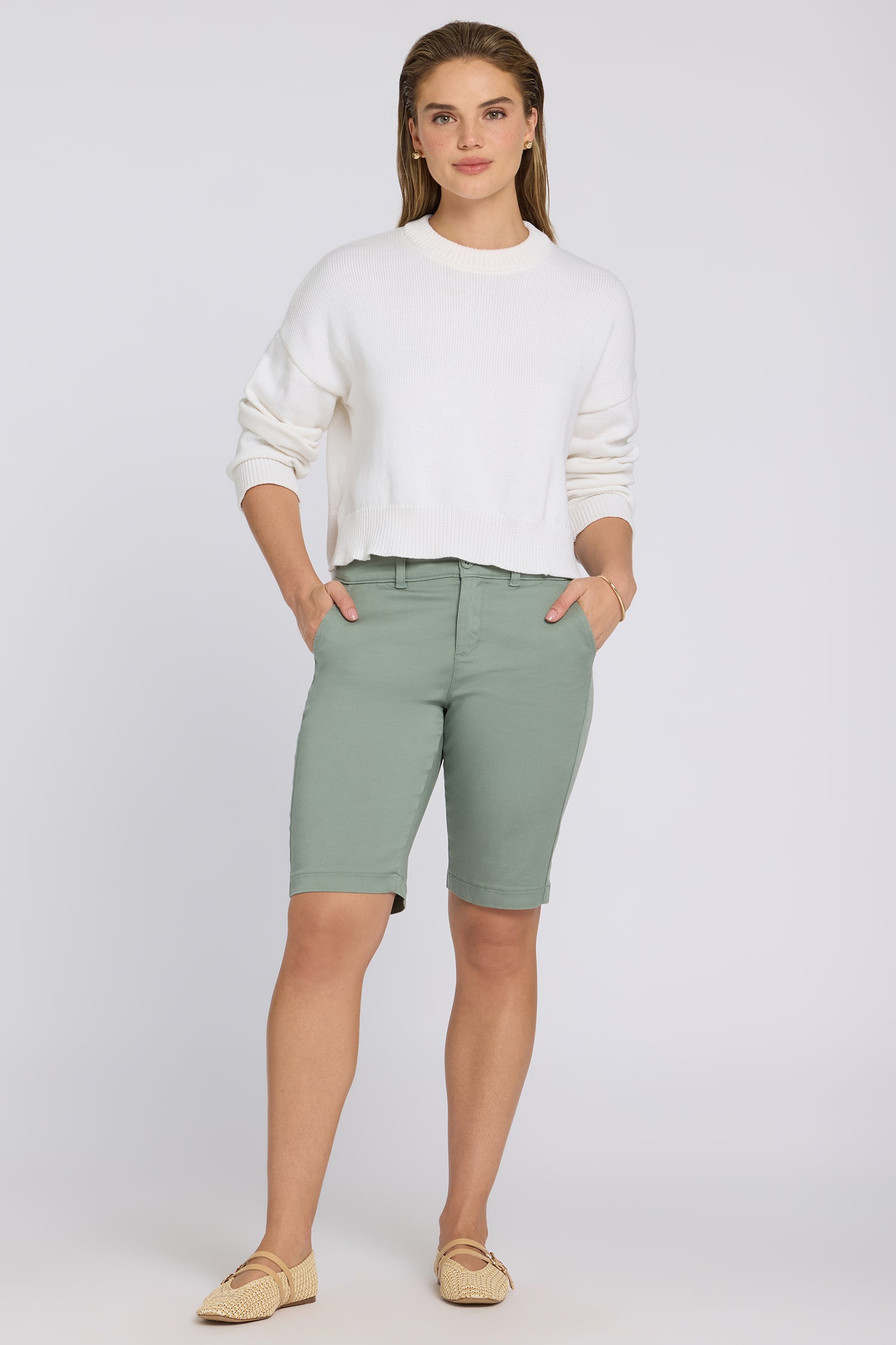 Bermuda Shorts In Stretch Twill - Mistletoe Green | NYDJ