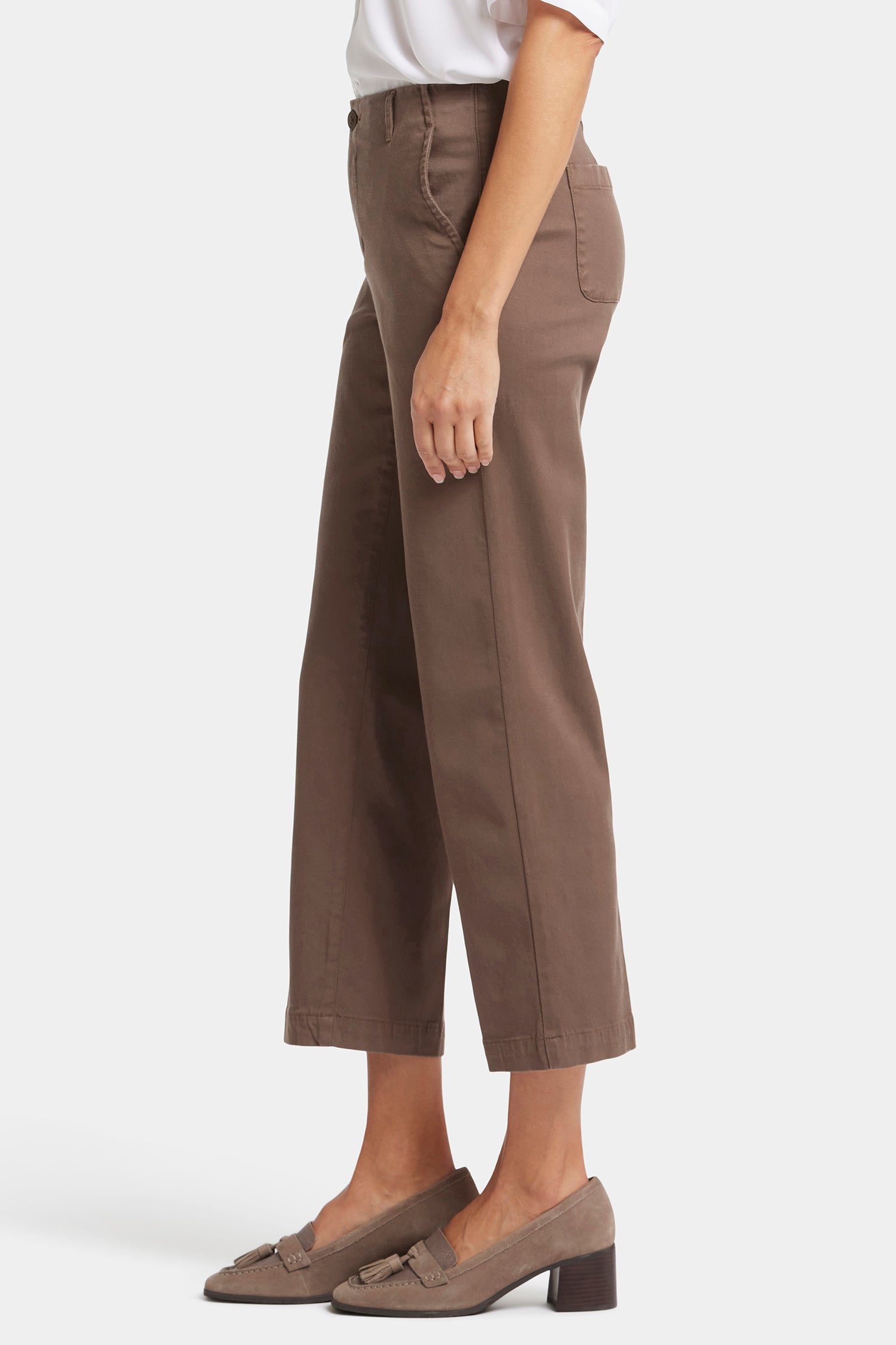 Marilyn Straight Ankle Pants In Stretch Twill - Dark Wood