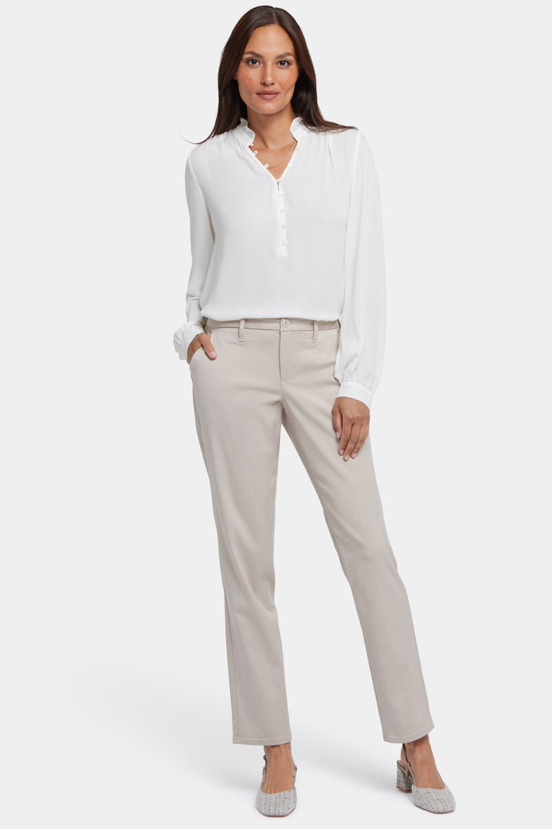 NYDJ Sheri Slim Trouser Pants In Stretch Twill - Feather