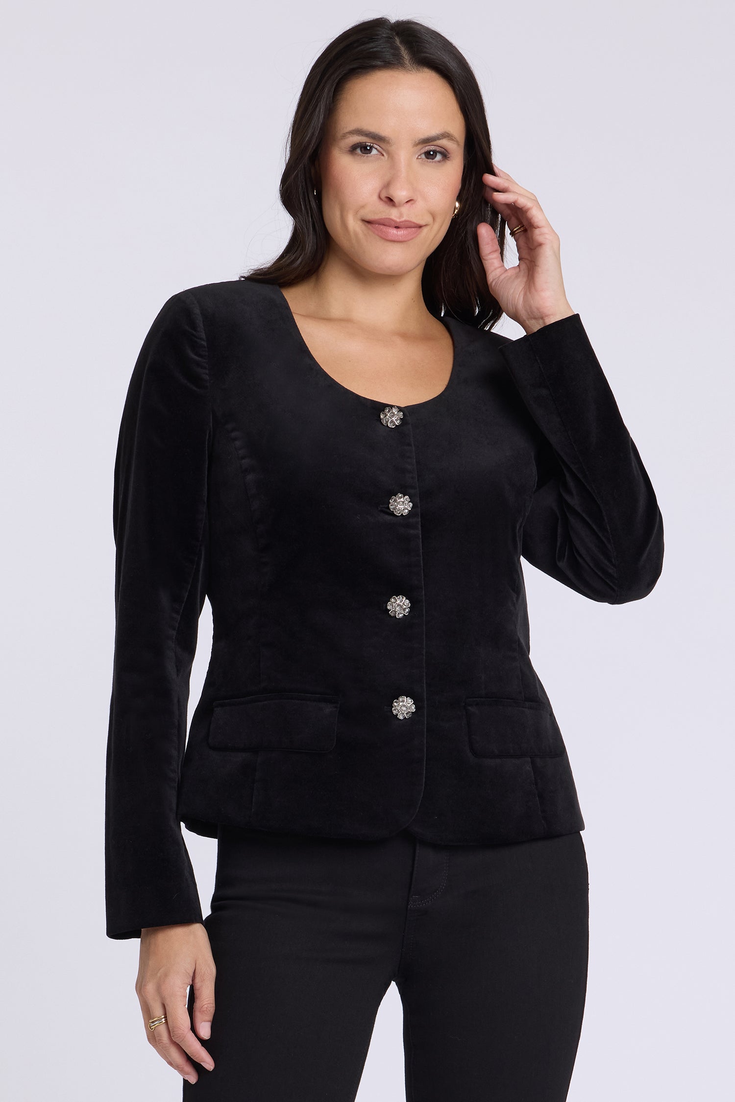 Bethany Blazer In Velveteen - Black Black | NYDJ