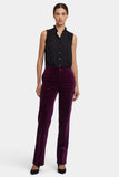 NYDJ Straight Trouser Pants In Velveteen With High Rise - Plum