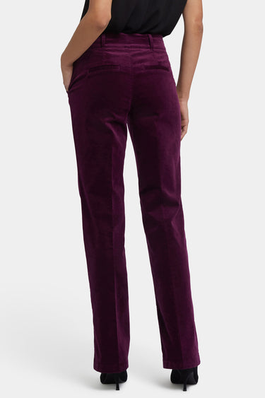 NYDJ Straight Trouser Pants In Velveteen With High Rise - Plum