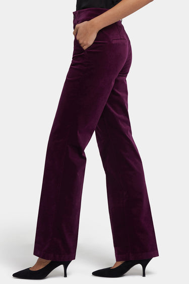 NYDJ Straight Trouser Pants In Velveteen With High Rise - Plum