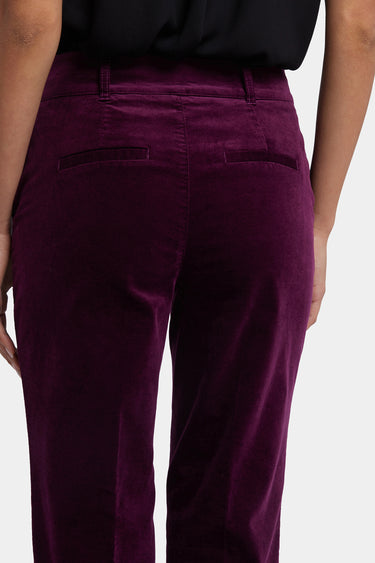NYDJ Straight Trouser Pants In Velveteen With High Rise - Plum