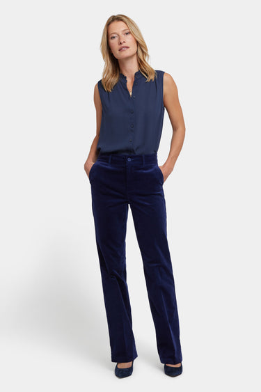 NYDJ Straight Trouser Pants In Velveteen With High Rise - Dark Sapphire
