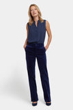 NYDJ Straight Trouser Pants In Velveteen With High Rise - Dark Sapphire