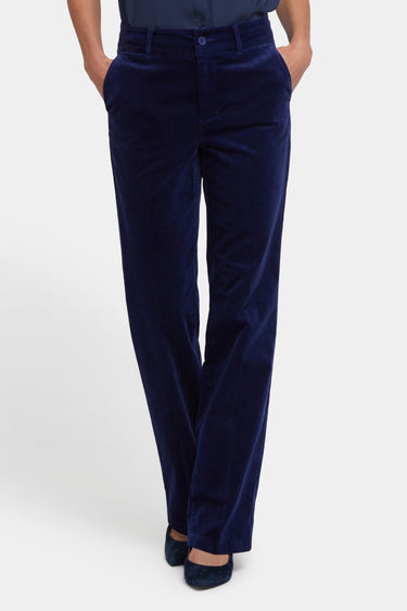 NYDJ Straight Trouser Pants In Velveteen With High Rise - Dark Sapphire