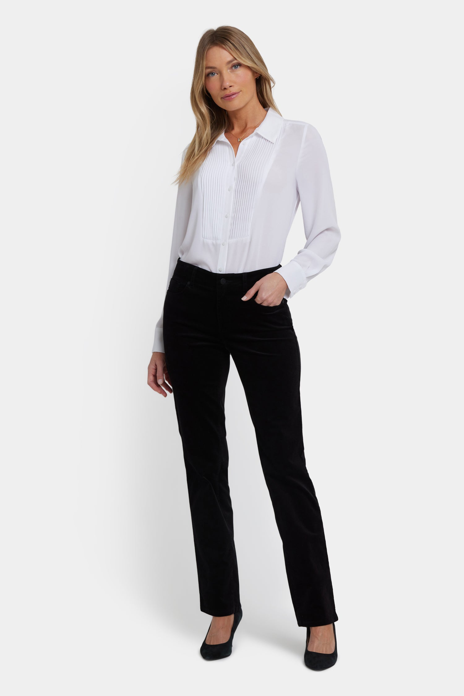 Marilyn Straight Pants In Velveteen - Black Black | NYDJ