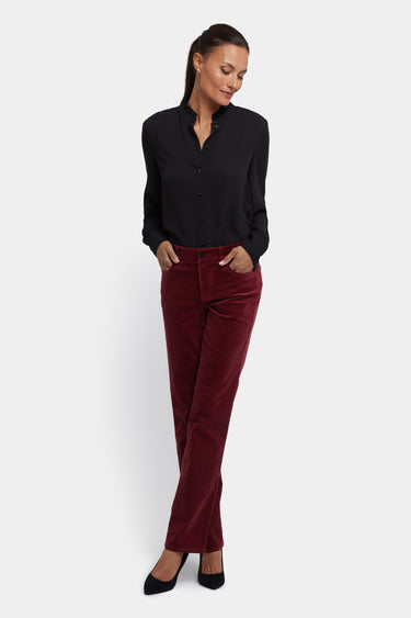 NYDJ Marilyn Straight Pants In Velveteen - Wild Currant