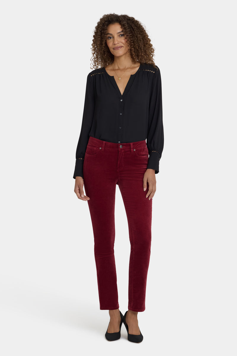 NYDJ Sheri Slim Pants In Velveteen - Wild Currant