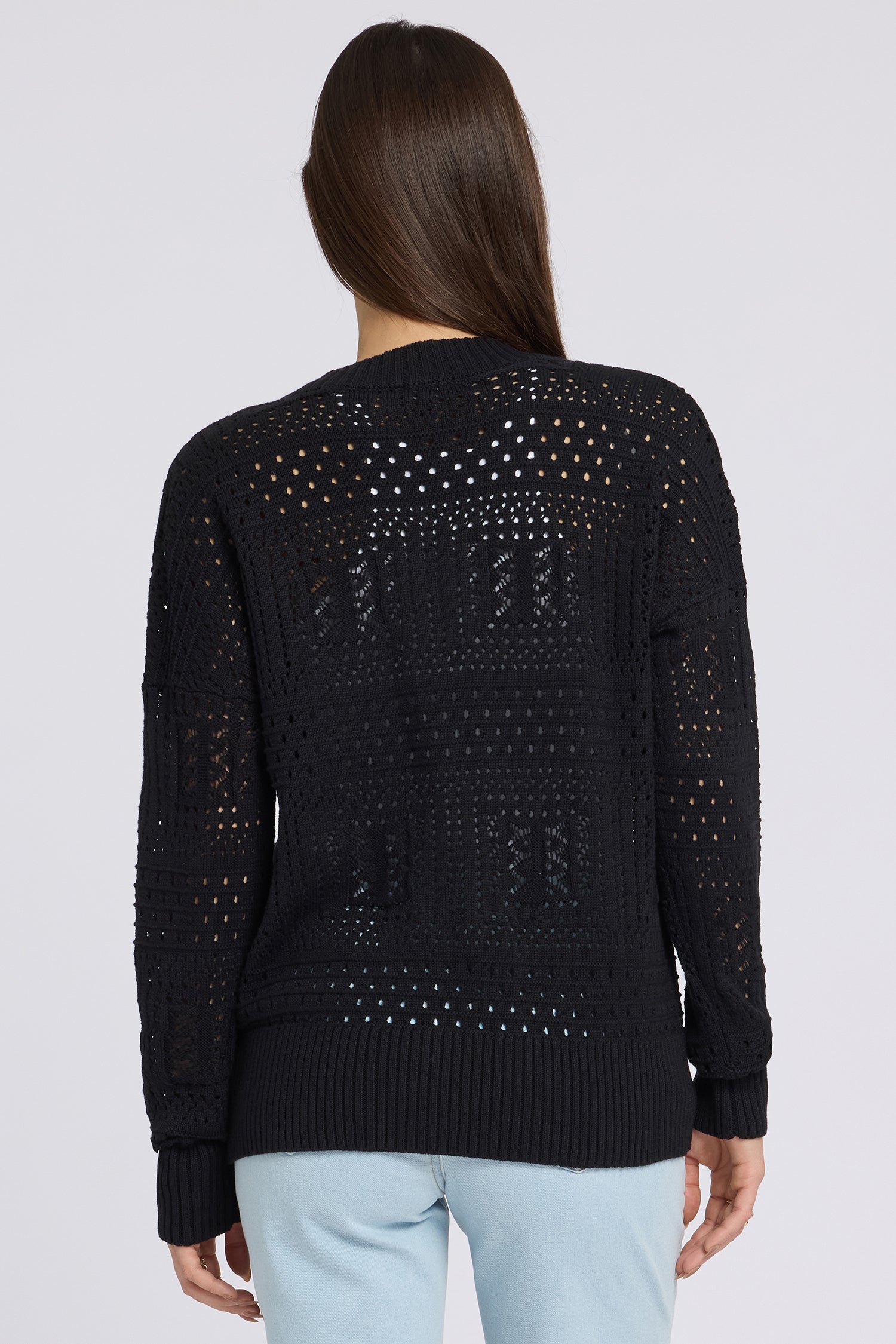 Pointelle Cardigan - Black Black | NYDJ Pointelle Cardigan - Black Black | NYDJ
