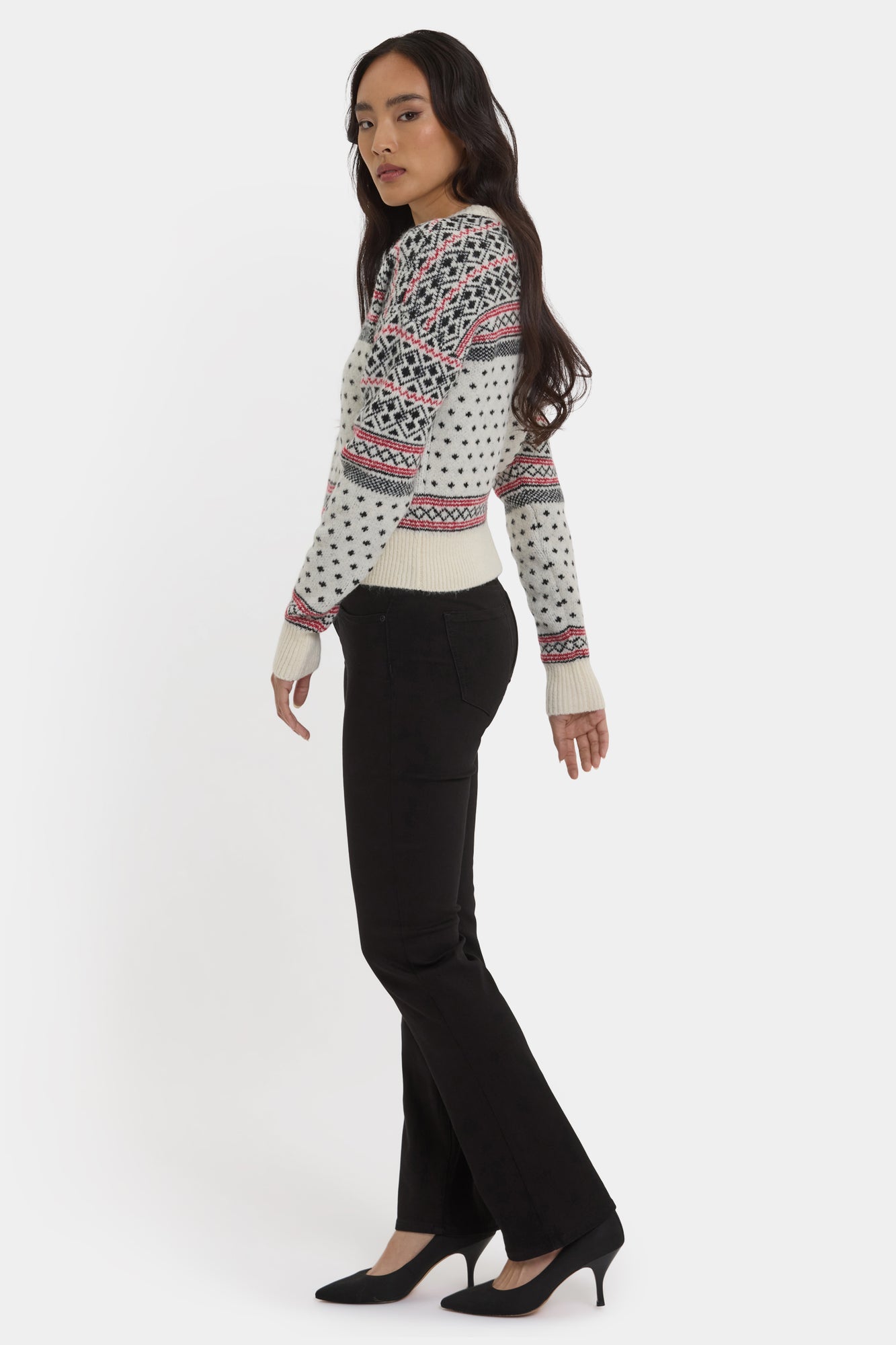 NYDJ Fairisle Pullover Sweater - Ivory Black