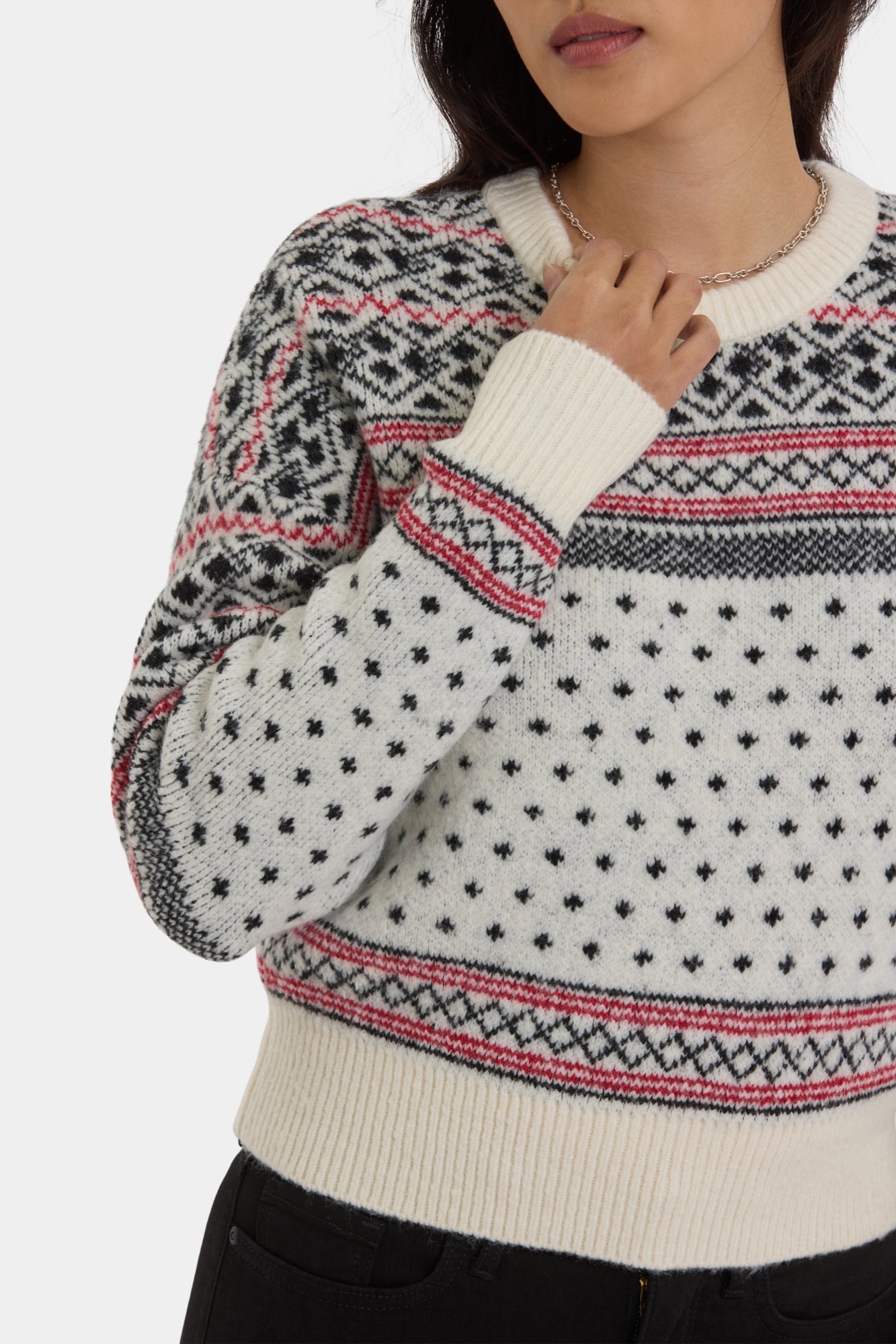 NYDJ Fairisle Pullover Sweater - Ivory Black