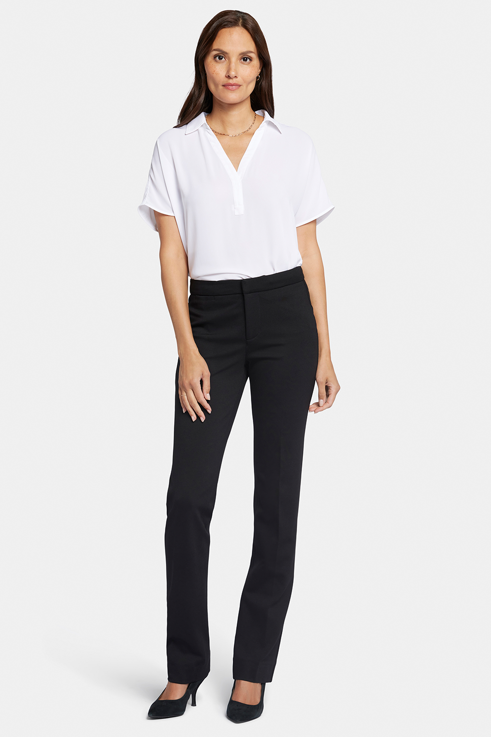 NYDJ Slim Trouser Pants In Petite In Ponte Knit - Black