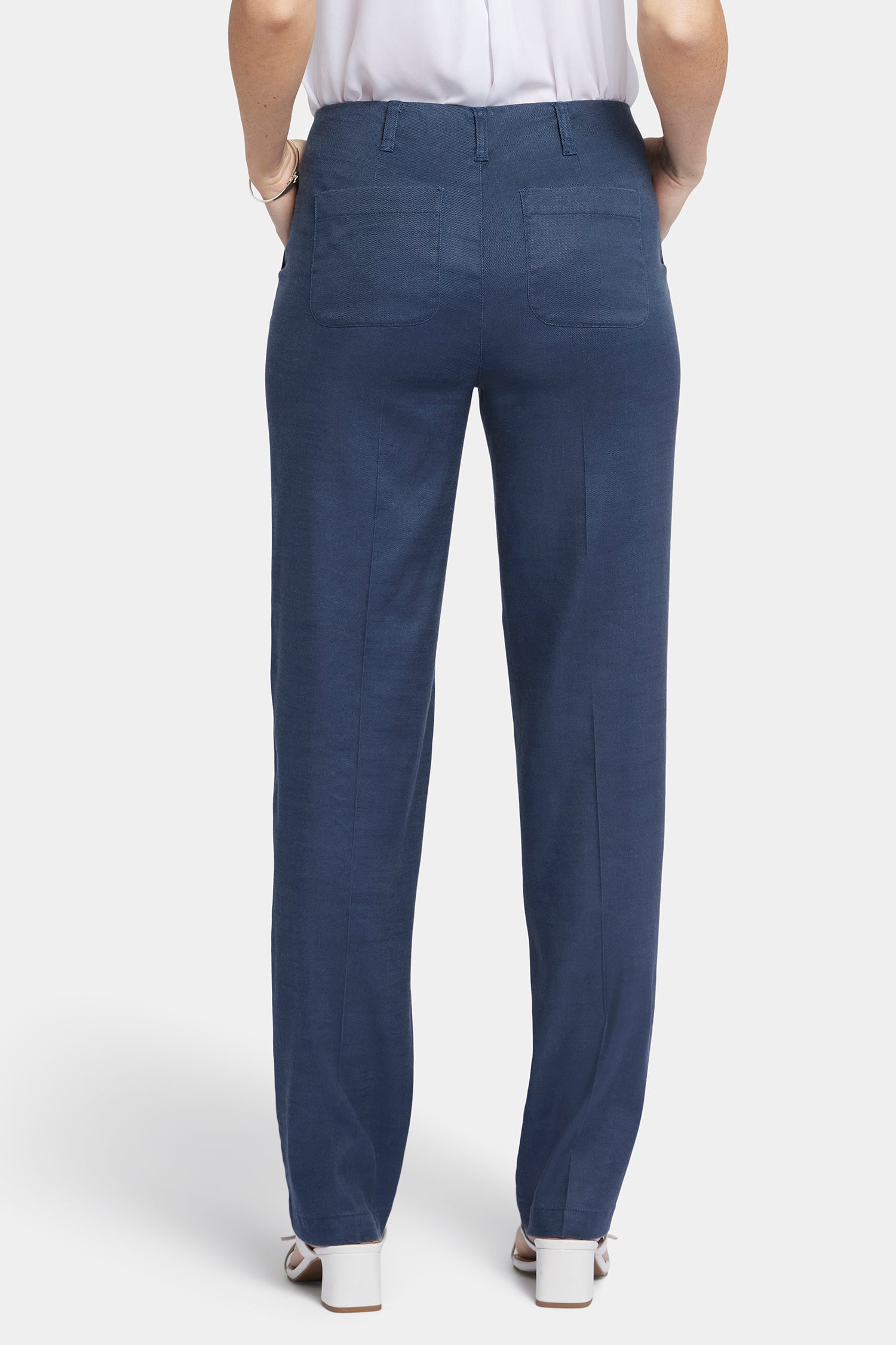 Marilyn Straight Pants In Petite In Stretch Linen - Oxford Navy
