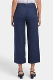 NYDJ Wide Leg Cargo Capri Pants In Petite In Stretch Linen - Oxford Navy