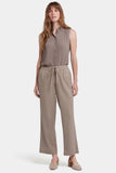 NYDJ Relaxed Drawstring Pull-On Pants In Petite In Stretch Linen - Saddlewood