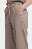 NYDJ Relaxed Drawstring Pull-On Pants In Petite In Stretch Linen - Saddlewood