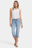 NYDJ Marilyn Straight Crop Jeans In Petite In Cool Embrace® Denim With Cuffs - Santiago Sea
