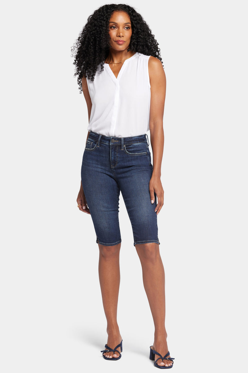 NYDJ Sophie Bike Capri Jeans In Petite With Riveted Side Slits - Lotus Gardens