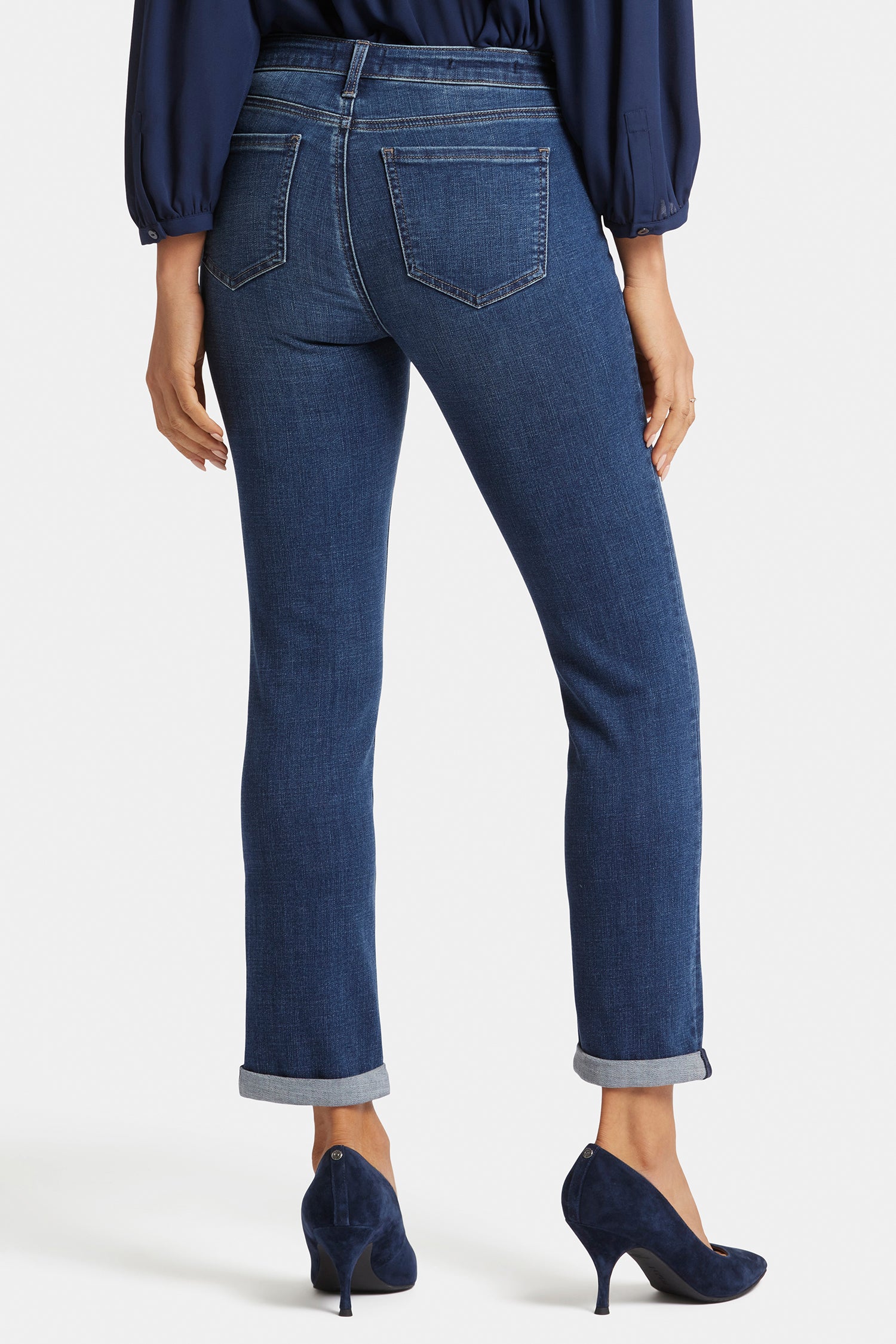 Sheri Slim Ankle Jeans In Petite With Roll Cuffs - Wellspring Blue
