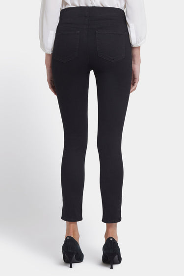 NYDJ Skinny Ankle Pull-On Jeans In Petite With Sideseam Slit - Black
