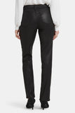 NYDJ Coated Marilyn Straight Jeans In Petite - Black Coated