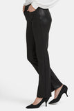NYDJ Coated Marilyn Straight Jeans In Petite - Black Coated
