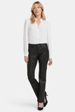 NYDJ Coated Marilyn Straight Jeans In Petite - Black Coated