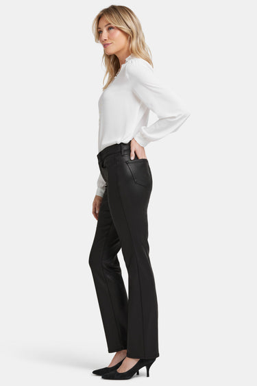 NYDJ Coated Marilyn Straight Jeans In Petite - Black Coated