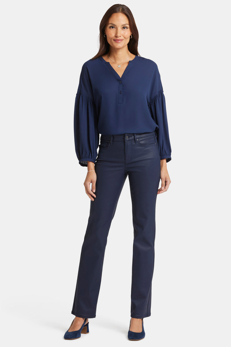 NYDJ Coated Marilyn Straight Jeans In Petite - Starless Sky Coated
