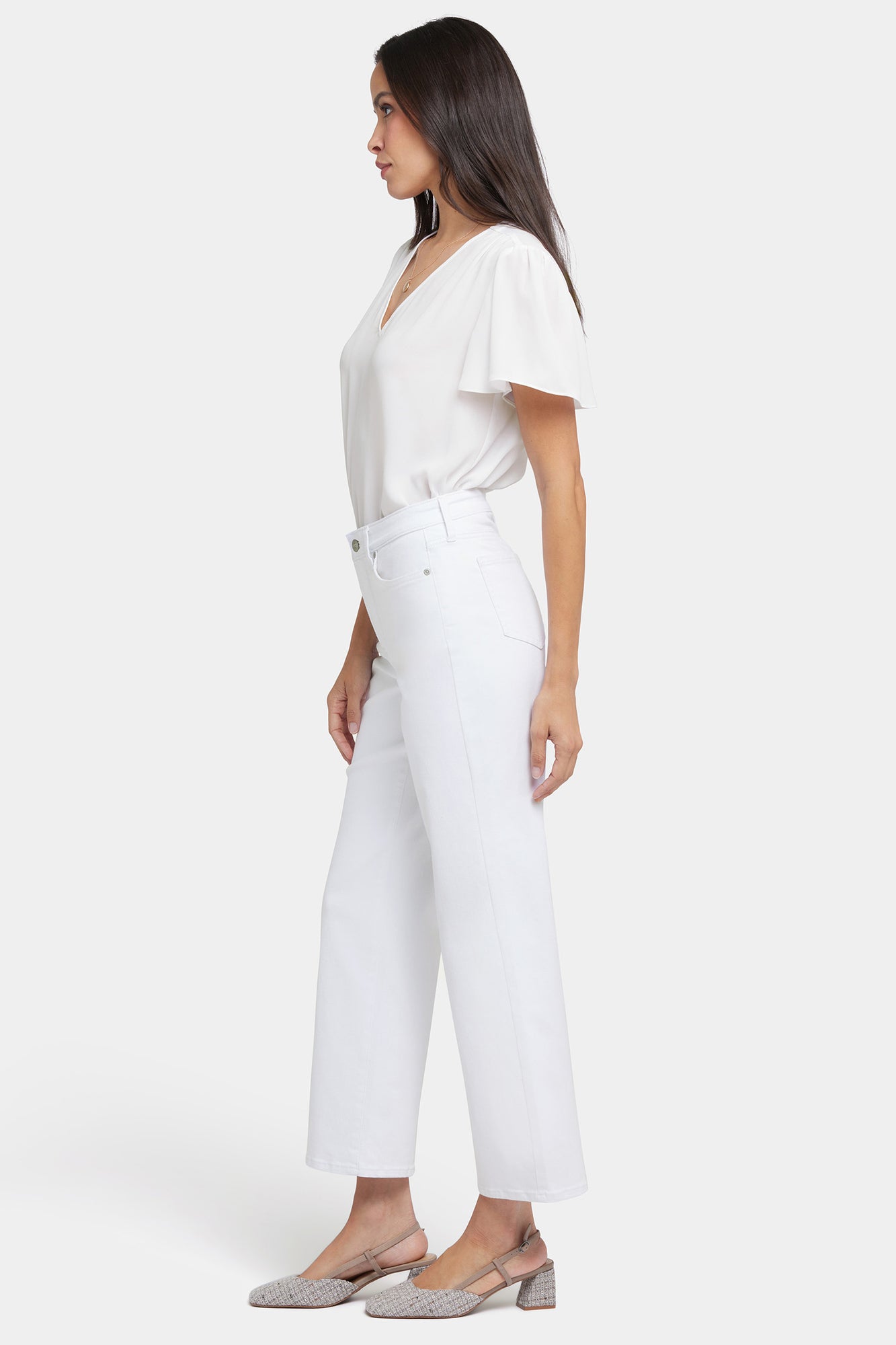 NYDJ Bailey Relaxed Straight Ankle Jeans In Petite In Cool Embrace® Denim With High Rise - Optic White