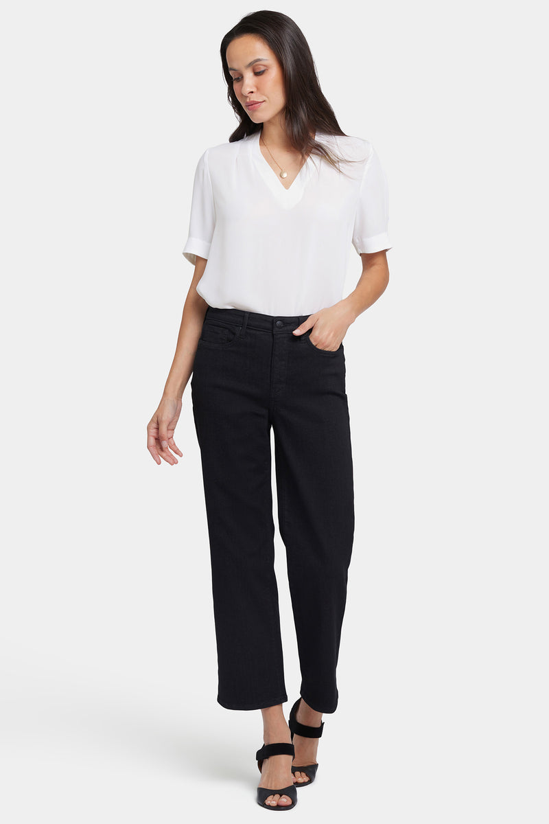 NYDJ Bailey Relaxed Straight Ankle Jeans In Petite In Cool Embrace® Denim With High Rise - Black