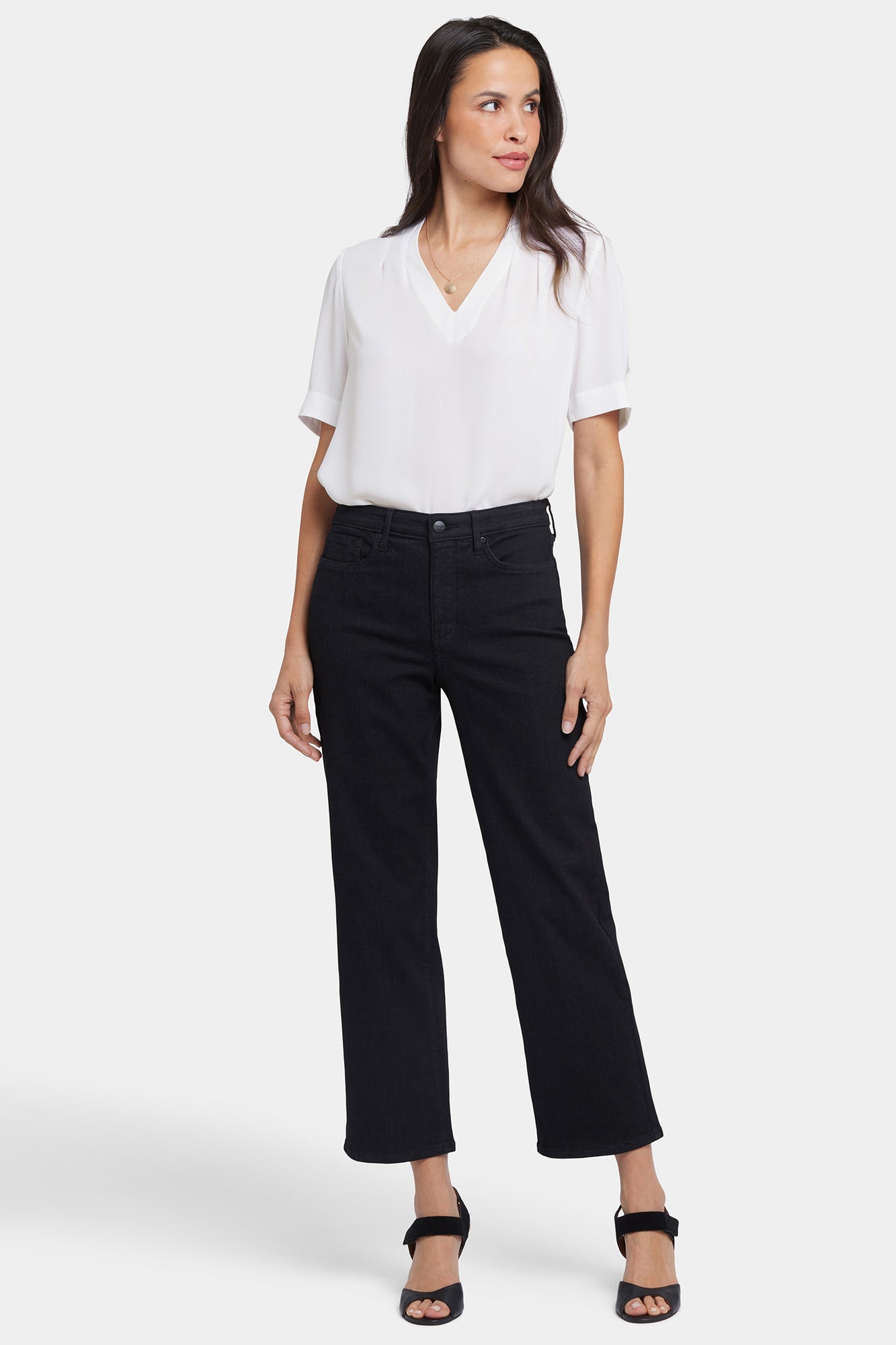 NYDJ Bailey Relaxed Straight Ankle Jeans In Petite In Cool Embrace® Denim With High Rise - Black