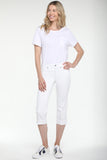 NYDJ Marilyn Straight Crop Jeans In Petite In Cool Embrace® Denim With Cuffs - Optic White