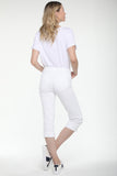 NYDJ Marilyn Straight Crop Jeans In Petite In Cool Embrace® Denim With Cuffs - Optic White