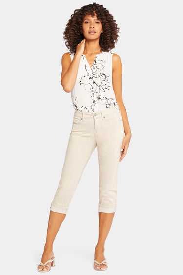 NYDJ Marilyn Straight Crop Jeans In Petite In Cool Embrace® Denim With Cuffs - Feather