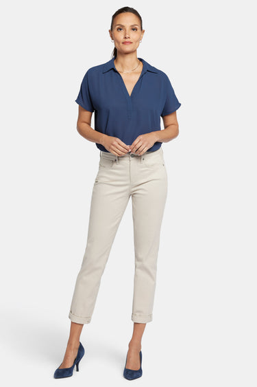 NYDJ Margot Girlfriend Jeans In Petite With Roll Cuffs - Feather