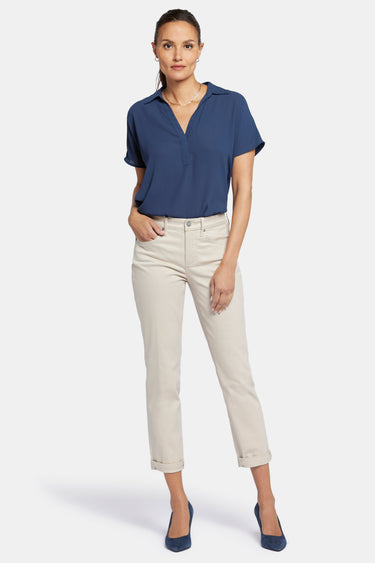 NYDJ Margot Girlfriend Jeans In Petite With Roll Cuffs - Feather