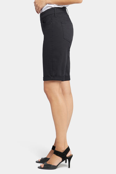 NYDJ Briella 10 Inch Denim Shorts In Petite With Roll Cuffs - Black