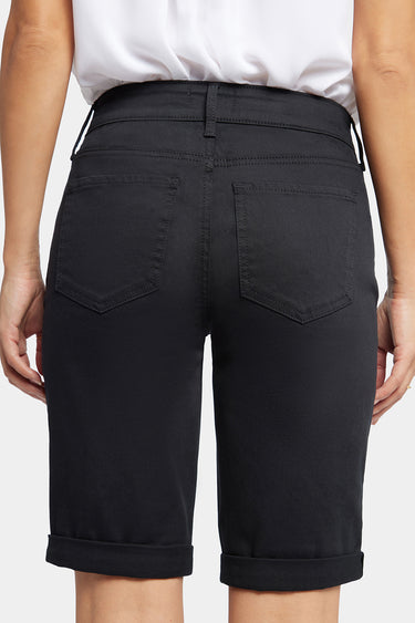 NYDJ Briella 10 Inch Denim Shorts In Petite With Roll Cuffs - Black